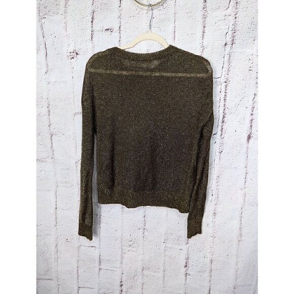 All Saints Brown And Gold Metallic Open Knit Sweater sz XS Viscose Nylon Mohair - Picture 4 of 10